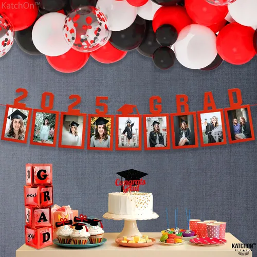 Vista 9 de KatchOn, Cartel de fotos de graduación rojo 2025 – grande, 10 pies, 2025 Cartel de graduación personalizado para la clase de 2025 Cartel