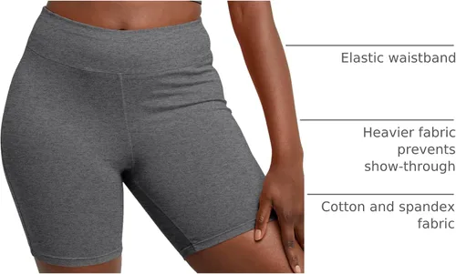 Vista 7 de Hanes Pantalones cortos de ciclismo elásticos para mujer, pantalones cortos deportivos de algodón para mujer, entrepierna de 7 pulgadas