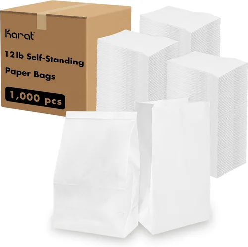 Vista 16 de Karat 1/8 Barrel Brown Kraft Paper Grocery Bags, 10.1x6.8x14.4 in, 500ct