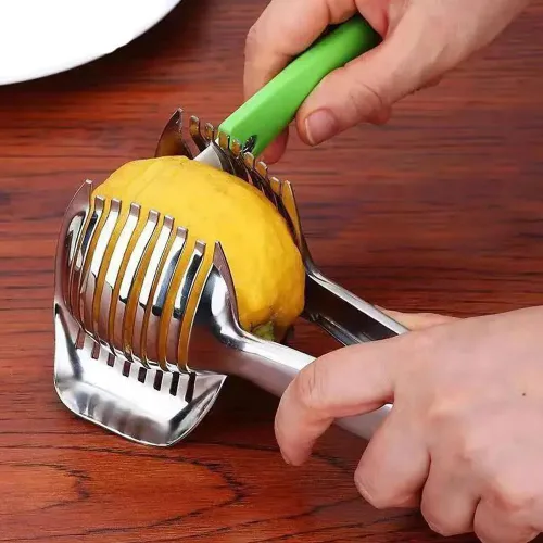 Vista 6 de Pinzas de frutas redondas multiusos de acero inoxidable para cebollas, aguacates, huevos y otras verduras