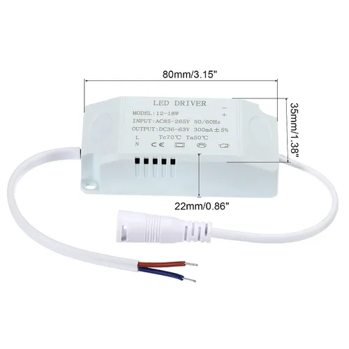 Vista 2 de PATIKIL Controlador LED de 12-18W 300mA, paquete de 3 salidas AC 85-265V 36-63V DC Conector hembra Conector rectificador de corriente constante