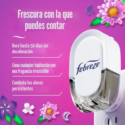 Vista 9 de Febreze Ambientador enchufable, repuesto de aceite perfumado que combate el olor, para el hogar, el baño y la cocina, de larga duración, gana brisa