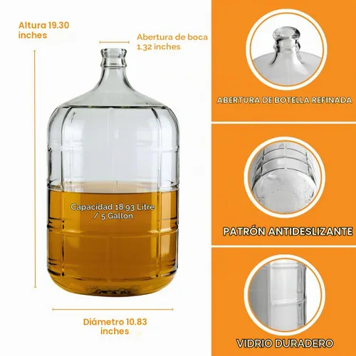 Vista 3 de Learn To Brew LLC - Garrafa de vidrio de 5 galones
