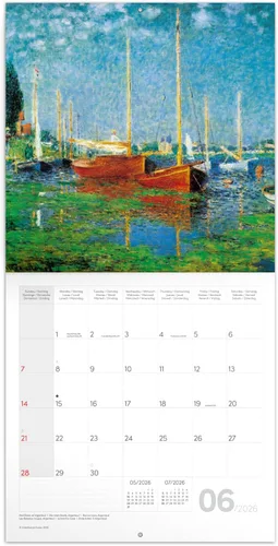 Vista 3 de Calendario 2025-2026 Claude Monet - Planificador de pared impresionista, organizador de obra maestra, calendario colgante de 16 meses, septiembre
