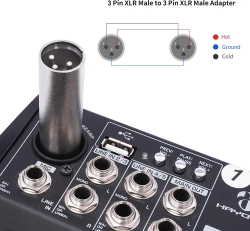 Vista 5 de Adaptador XLR macho a macho Acoplador de cambiador de género de 3 polos, extiende la longitud de los cables con enchufes XLR, micrófono, AES/EBU