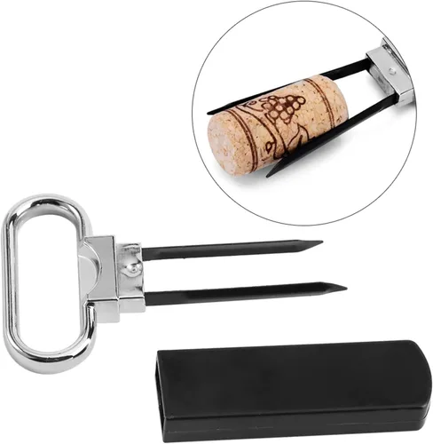 Vista 3 de Removedor de corcho de vino de dos puntas, abridor de corcho de vino con abridor de botellas, extractor profesional de botellas de acero inoxidable