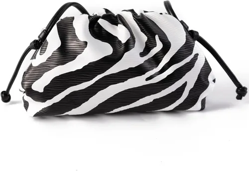 Vista 5 de Bolso cruzado para mujer con diseño de nube, bolso de noche brillante, bolso de mano con cordón ajustable, bolso de hombro fruncido