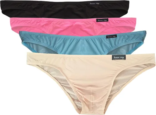Vista 14 de WINDAY Calzoncillos de hombre Transpirable Hielo Seda Triángulo Bikinis y Escritos D318 1 paquete negro1
