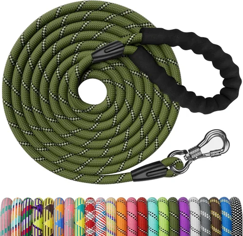 Vista 27 de NTR Correa de perro de 3 pies resistente, Correas de perro de cuerda verde con gancho giratorio y con candado y mango acolchado cómodo, Correa