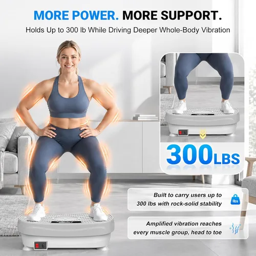 Vista 6 de Vibration Plate Exercise Machine for Lymphatic Drainage & Fitness Gris