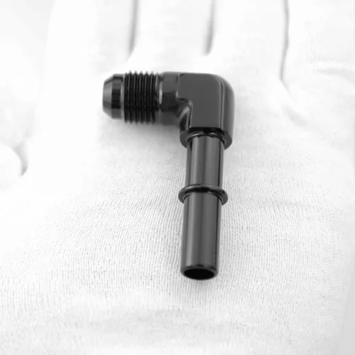 Vista 7 de KRD PERFORAMANCE 3/8 SAE Conexión rápida a 6AN Macho Push On EFI Manguera de línea de combustible de 90 grados Adaptador de montaje Conector