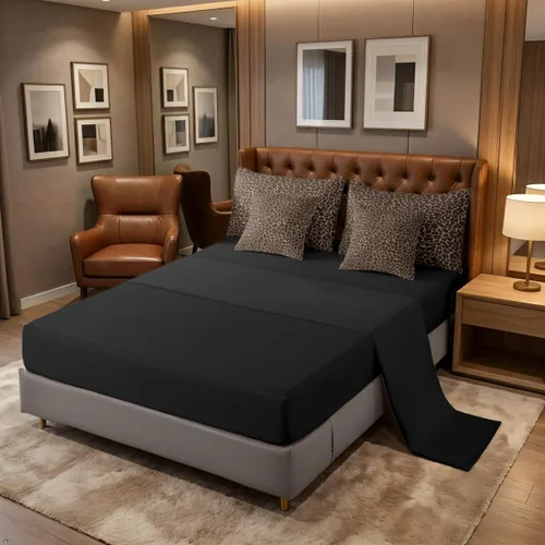 Vista 3 de Erosebridal Juego de edredón de 7 piezas con estampado de leopardo, tamaño Queen, juego de ropa de cama súper suave con estampado de guepardo, juego