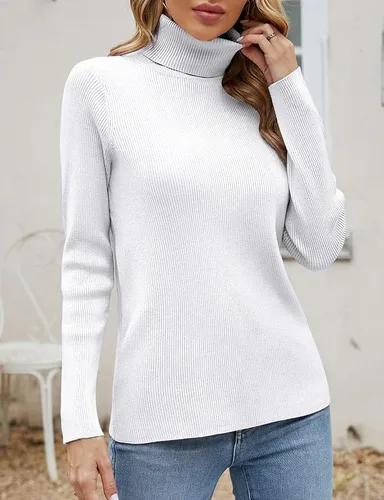 Vista 3 de SANGTREE Suéter básico de cuello alto para mujer