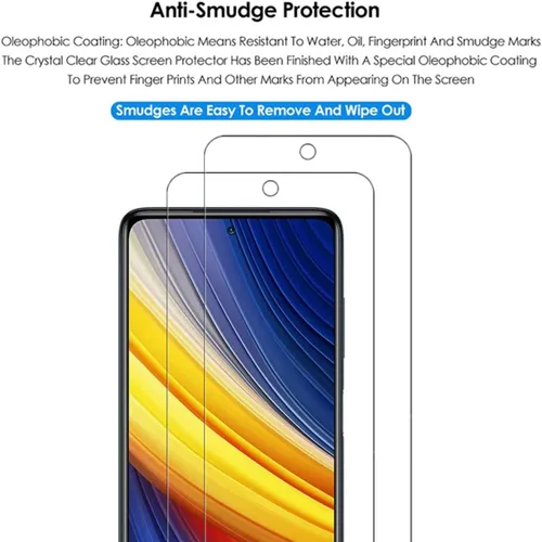 Vista 4 de Protector de pantalla transparente HD para Xiaomi Poco X3 Pro 2021 de vidrio templado - [Paquete de 2] Protector de pantalla antiarañazos de dureza