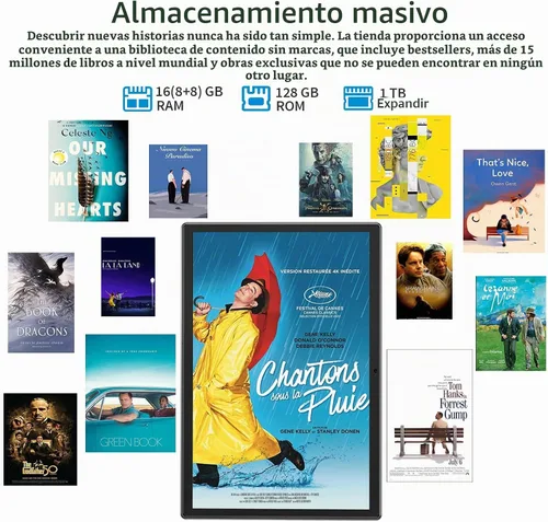 Vista 5 de Suicoey Tablet Android 15 con teclado - Tablet de 10 pulgadas, 16 GB+128 GB, expansión de 1 TB, Octa-Core, WiFi 2.4G/5G, 8000mAh, BT V5.0, GMS