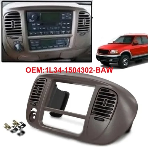 Vista 2 de Conjunto de bisel para panel de radio del salpicadero central compatible con Ford F-150 Expedición 97-03 Radio salpicadero central bisel panel