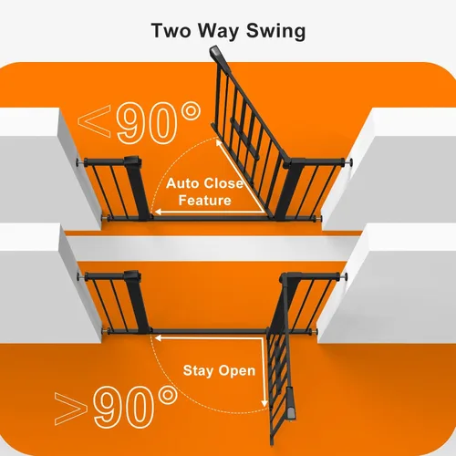 Vista 6 de FURTIME Puerta de bebé de 29 a 41 pulgadas con puerta de gato ajustable, puerta de perro de cierre automático para escaleras, puertas y casas