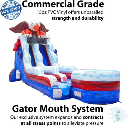 Vista 2 de TentandTable Tobogán acuático inflable para niños y adultos, diversión acuática gigante de grado comercial, incluye soplador de aire eléctrico, 35