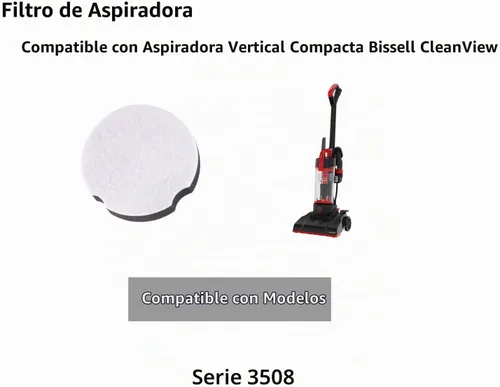 Vista 2 de Filtros de repuesto para aspiradora vertical compacta Bissell CleanView, parte 1604896, compatible con modelos 3508 (paquete de 2)