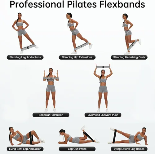 Vista 2 de Renoj Resistance Bands for Working Out: 3-Set Professional Exercise Bands for Pilates, Yoga, Home Gym, Booty, Leg Training Heavy/Medium/Light