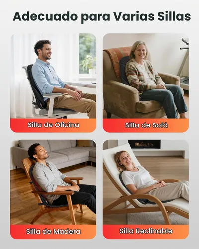 Vista 6 de COMFIER Masajeador de espalda con vibración con calor, almohadilla de silla de masaje térmica, cojín de asiento de masaje, almohadilla masajeadora