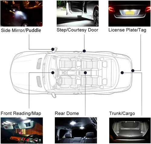 Vista 7 de 9 bombillas LED interiores para Hyundai Kona/Kona N 2017 2018 2019 2020 2021 2022 superbrillantes 6000K LED blancas bombillas interiores bombillas