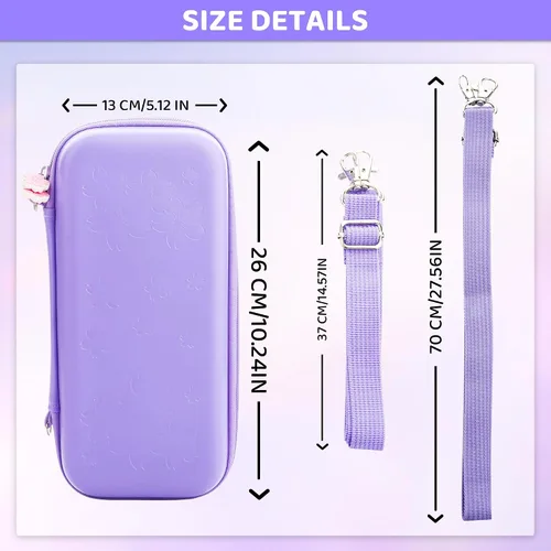 Vista 4 de FUNDIARY Funda de transporte morada para Nintendo Switch, accesorios para Switch con funda de transporte, funda protectora acoplable, protector