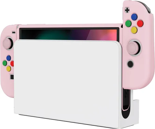 Vista 8 de PlayVital ZealProtect Soft Protective Case Cover for Nintendo Switch OLED, Joycon Grip Protector for Nintendo Switch OLED with Thumb Grip Caps &