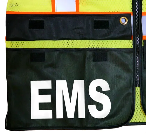 Vista 5 de Chaleco de seguridad EMS Survivor, Tipo R Clase 2, logotipos reflectantes con bolsillo trasero gigante.