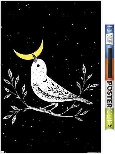 Vista 17 de Trends International Dibujo episódico - Póster de pared de pájaro lunar Versión enmarcada Barnwood