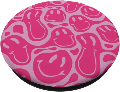 Vista 2 de estética trippy rosa líquido remolino goteo sonrisa cara PopSockets estándar PopGrip