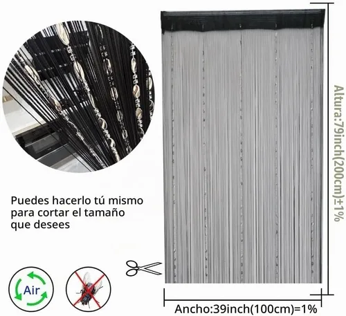 Vista 2 de ave split - Cortina decorativa para puerta, pared, ventana, 39.37 x 78.74 pulgadas (100 x 200 cm), diseño de borlas y cuentas, adecuada para Negro