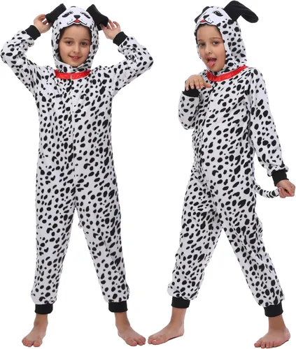 Vista 38 de Wizland Disfraz de animal para niños, leopardo, vaca, mono, reno, gato negro, dálmata, muñeco de nieve, mono de Papá Noel