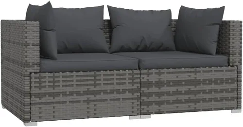 Vista 28 de 3-Seater Outdoor Rattan Sofa with Green Cushions, Brown PE Rattan Modular Design with Steel Frame, Five Back Pillows and Flat Surface for Drinks