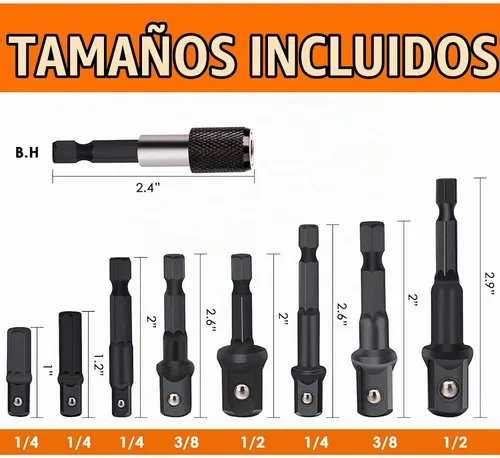 Vista 3 de THINKWORK Juego de adaptadores de enchufe de impacto, juego de adaptadores de enchufe de taladro de 1/4 pulgadas 3/8 pulgadas 1/2 pulgadas