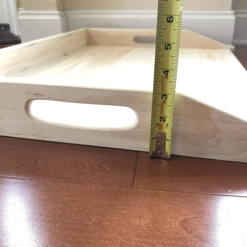 Vista 5 de Bandeja de servir de madera hecha a mano, la cubierta superior de la estufa funciona como TV, cama o bandeja de alimentos, tabla de servir de madera