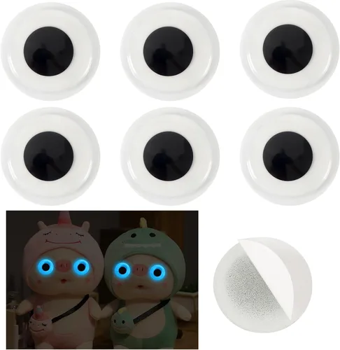 Vista 8 de PETKNOWS 6 piezas de ojos gigantes que brillan en la oscuridad, 1 pulgada autoadhesivos, ojos luminosos brillantes para manualidades, calcomanías