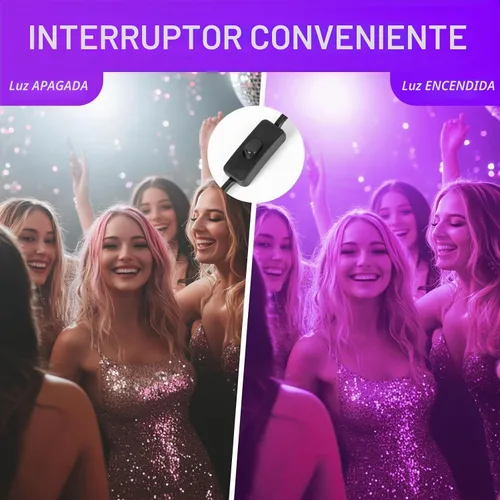 Vista 6 de Paquete de 2 Luces Negras LED de 40W IP66 Impermeables, Luz Negra con Enchufe e Interruptor, Reflector para Fiesta Fluorescente, Decoración