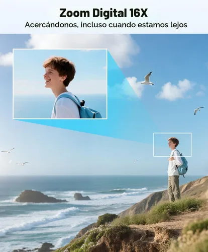 Vista 5 de Cámara digital 4K para fotografía, enfoque automático de 64 MP para video de YouTube, cámaras traseras y frontales, cámara compacta antivibración
