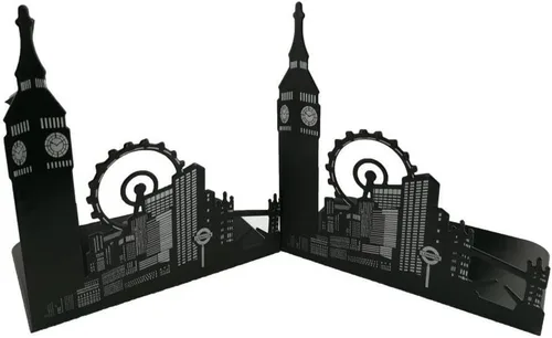 Vista 4 de Famoso monumento de Europa y América, sujetalibros decorativos de metal de hierro, organizador de libros para biblioteca, escuela, oficina, hogar