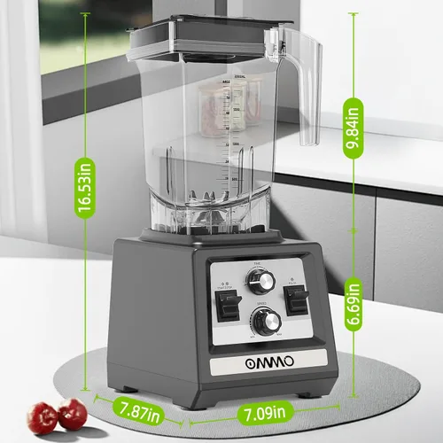 Vista 7 de OMMO Licuadora para batidos: Licuadoras de pico de 1800 W para cocina, jarra sin BPA de 68 onzas, temporizador y control de velocidad, 6 cuchillas