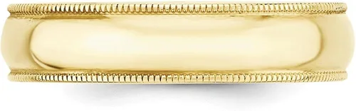 Vista 3 de Anillo de boda de oro amarillo de 10 quilates de 0197in milgrain liso clásico de cúpula