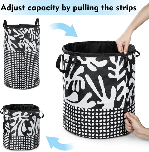Vista 3 de JOMOLA Cesta de lavandería plegable grande de tela de 90 litros, cesta extensible para ropa sucia, bolsa de lavandería con asas para la familia