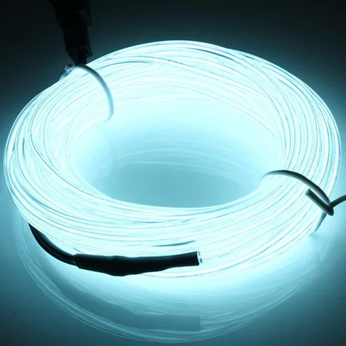 Vista 21 de JIGUOOR - Tira de luces de neón brillantes con cable EL y paquete de baterías, de 9.8 pies, 360 ° de iluminación, para bricolaje, festivales, Azul
