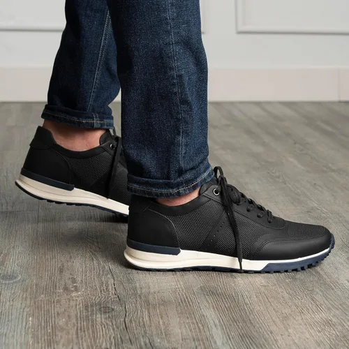 Vista 6 de VELEZ Zapatillas de cuero para hombre - Zapatos de vestir casuales de negocios - Tenis de moda con cordones