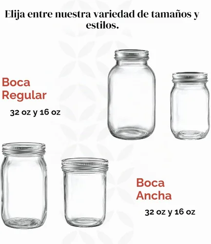 Vista 6 de Paquete de 6 tarros de vidrio de boca regular de 16 onzas con tapas herméticas de metal y bandas para conserva, conservación y preparación