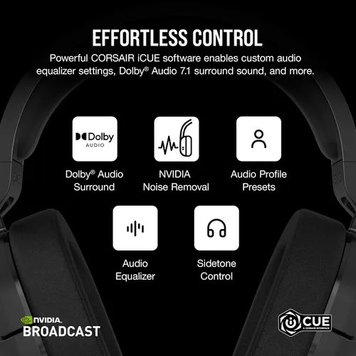 Vista 6 de CORSAIR HS55 Auriculares inalámbricos multiplataforma ligeros para juegos con Bluetooth - Sonido envolvente Dolby 7.1 - Micrófono de alta calidad