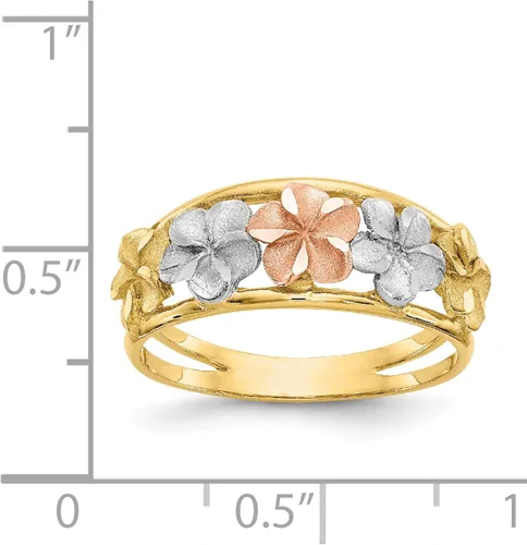 Vista 4 de Sweet Pea - Anillo de 14 K con dos tonos y rodio, satinadopulido con flores