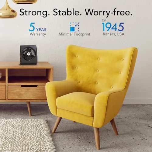 Vista 6 de Vornado 573T Ventilador pequeño de circulación de aire para habitación con cabezal giratorio, rejilla extraíble de fácil limpieza, 3 ajustes