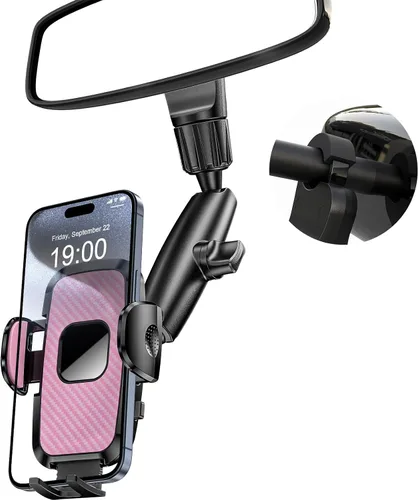 Vista 9 de Soporte para teléfono con espejo retrovisor, giratorio de 360°, compatible con todos los teléfonos celulares iPhone y Android de 4 a 7 pulgadas